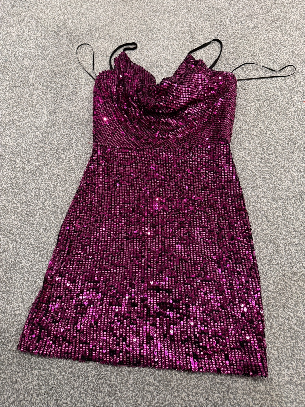 Dress the Population Fuchsia Sequin Cowl Mini Dress